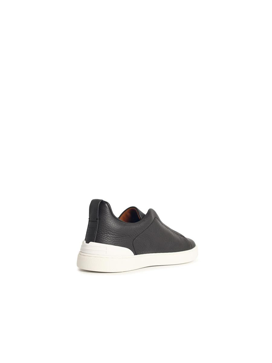 Zegna 'Triple Stitch' Brown Leather Sneakers