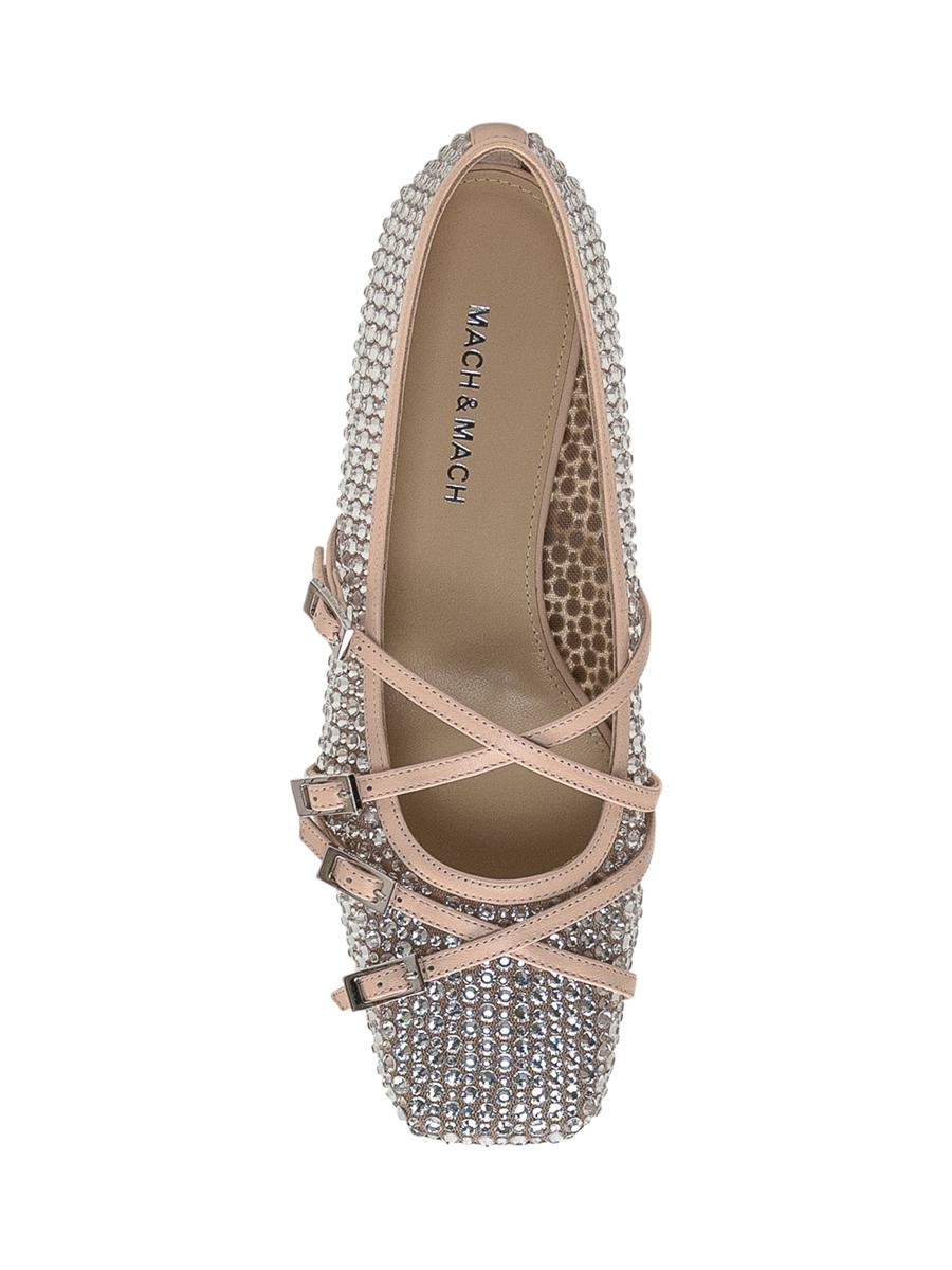 Mach & Mach Mesh Ballet Flats With Crystals