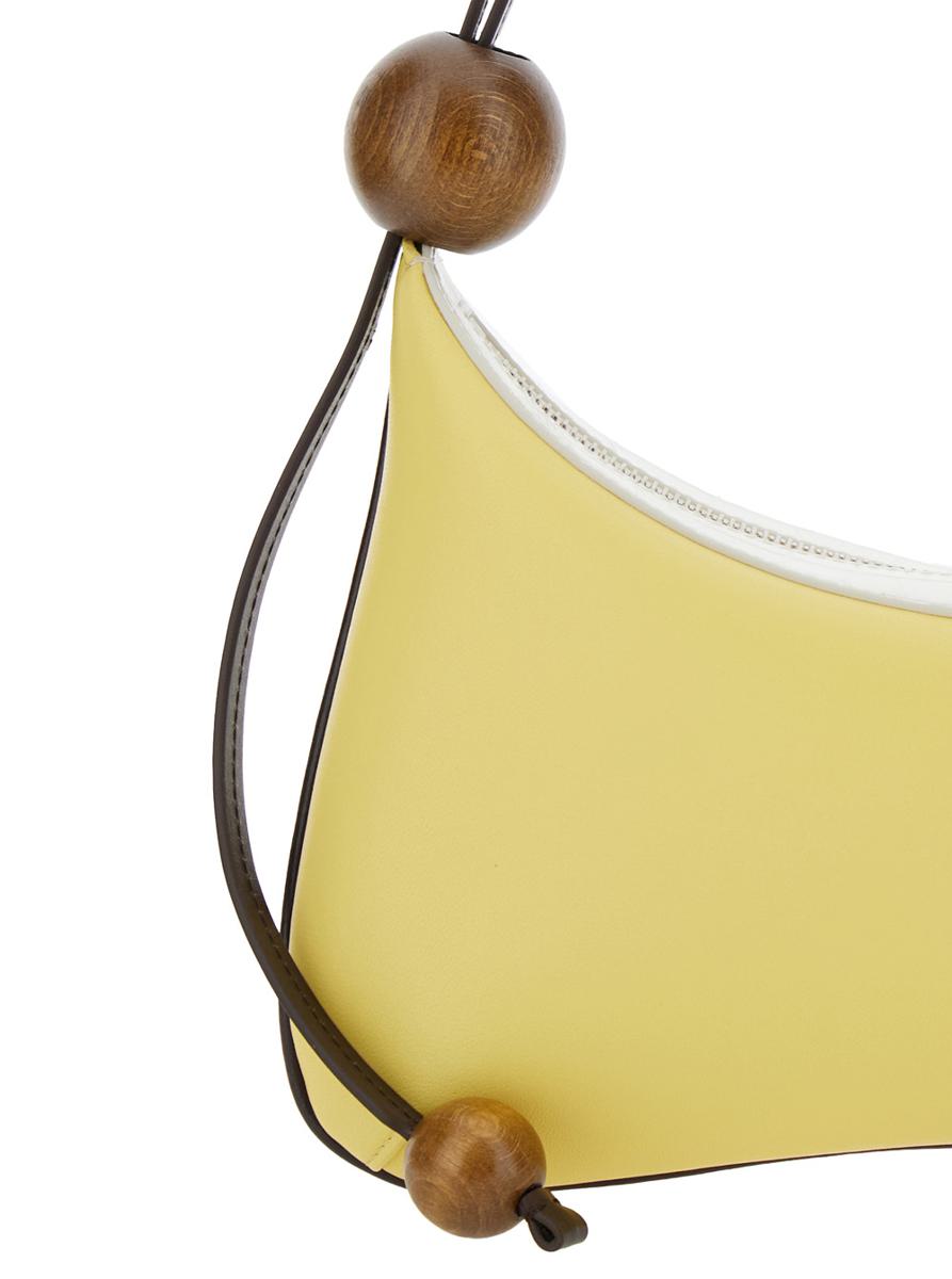 'Le Grand Bisou Perle' Yellow Shoulder Bag With Adjustable Shoulder Strap And Front Logo In Leather Woman