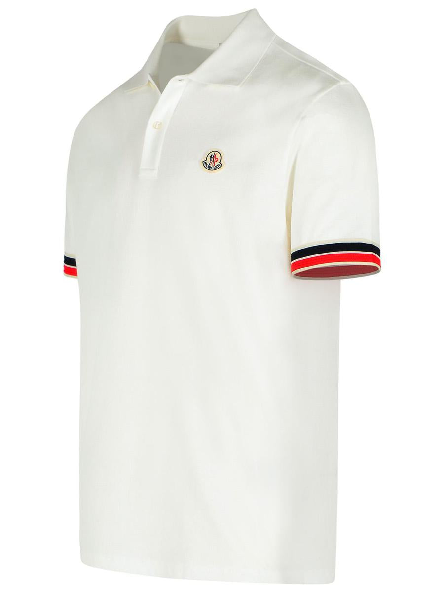 Moncler White Cotton Polo Shirt