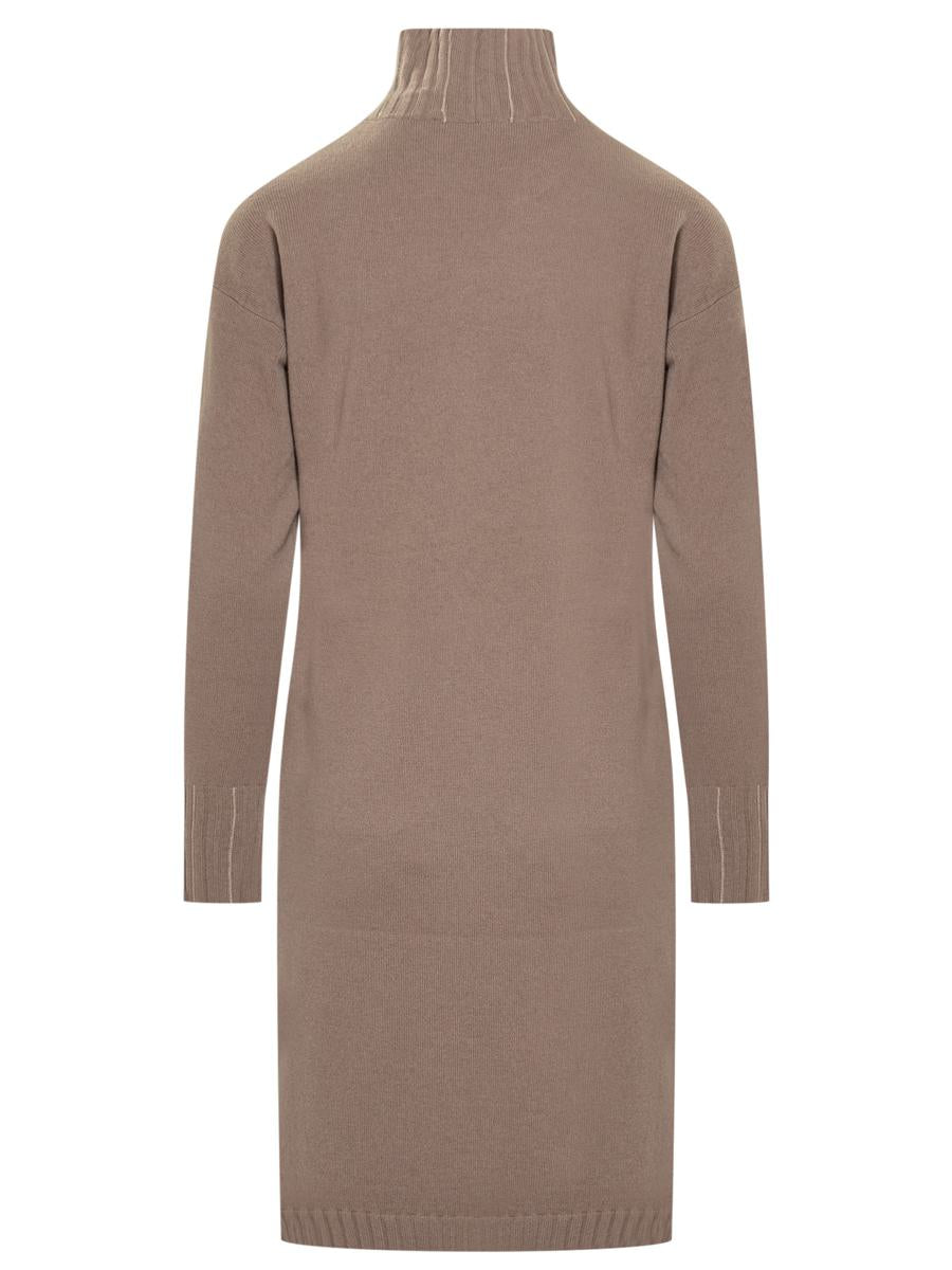 Fabiana Filippi Fabiana Filippi Taupe Knitted Turtleneck Dress