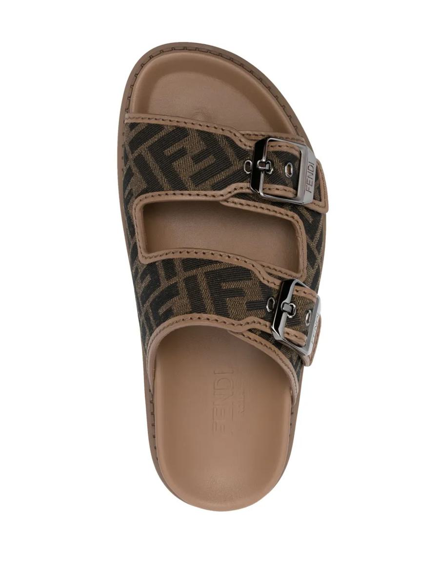 Fendi Feel Ff Jacquard Fabric Sandals Shoes