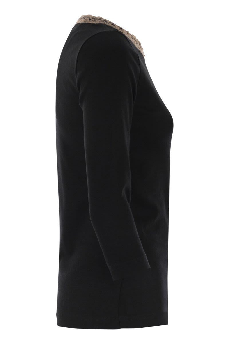 Fabiana Filippi 3/4 Sleeve T-Shirt With Neck Detailing