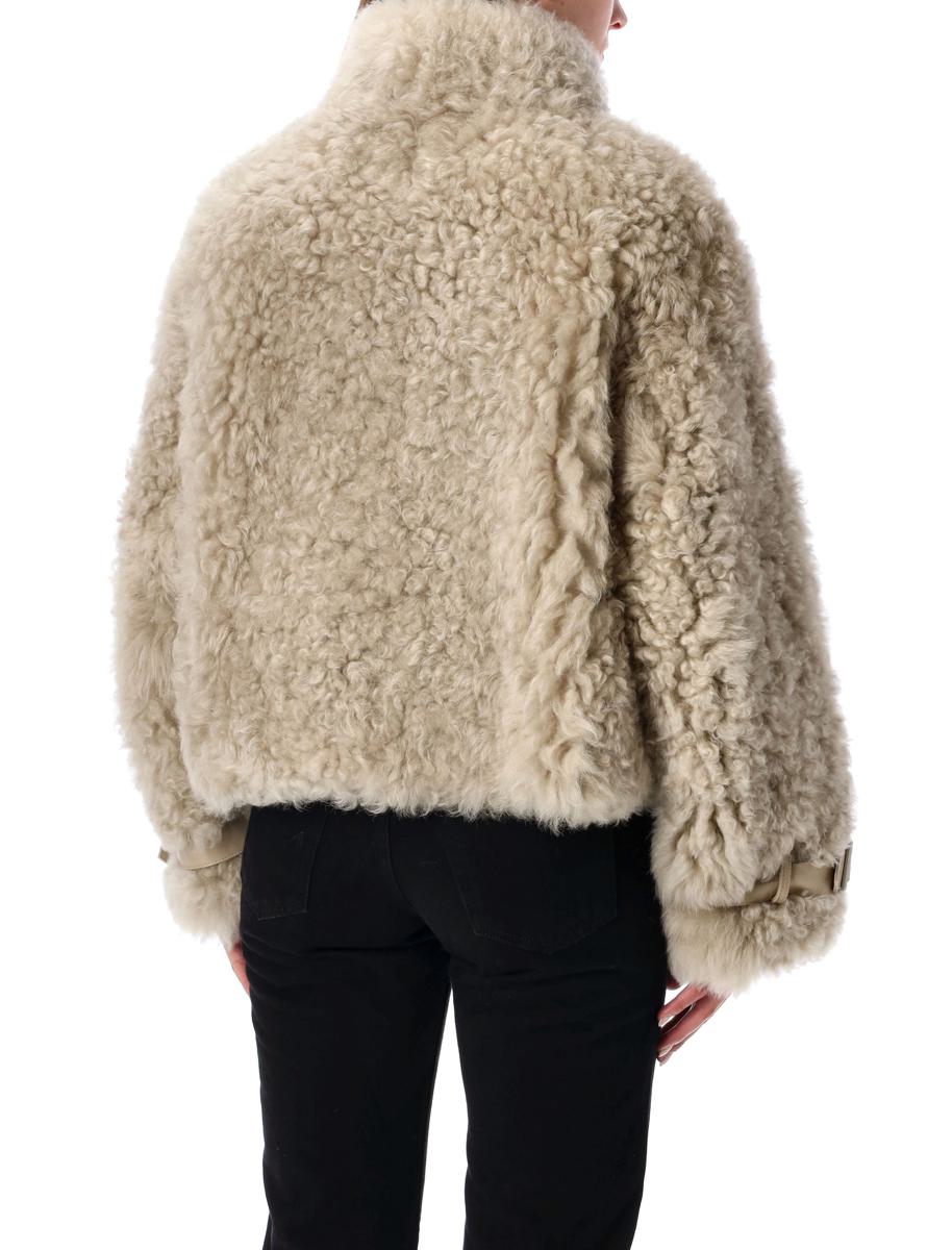 S.W.O.R.D 6.6.44 Beige Shearling Jacket With High Collar