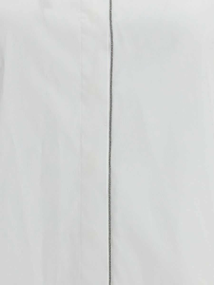 White Shirt With Monile Detail In Cotton Blend Woman