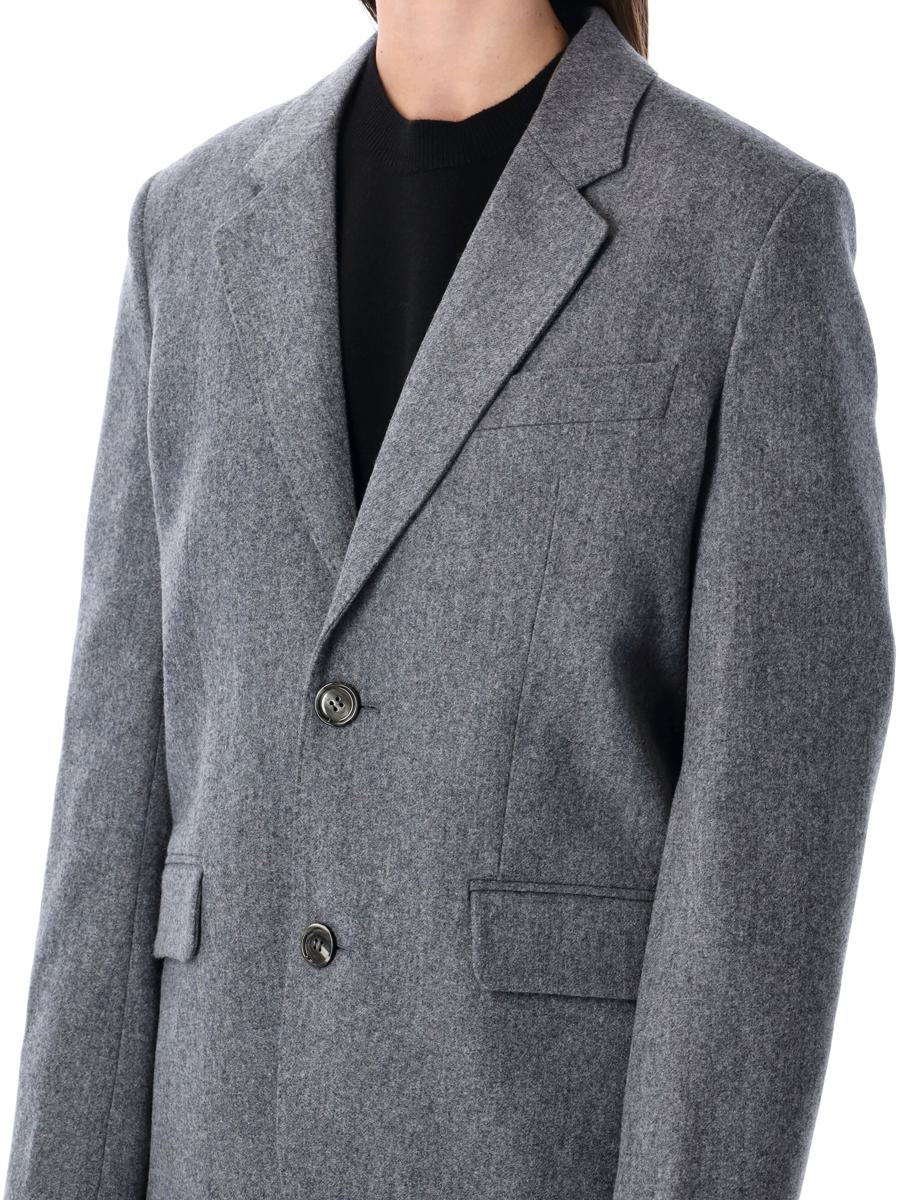 AMI Paris Grey Wool Flannel Loose-Fit Single-Breasted Jacket
