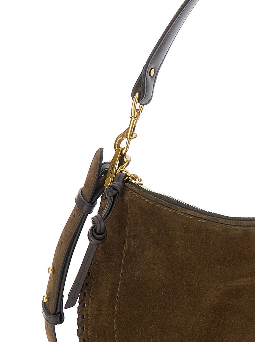 Brown Shoulder Bag With Removable Shoulder Strap In Suede Woman