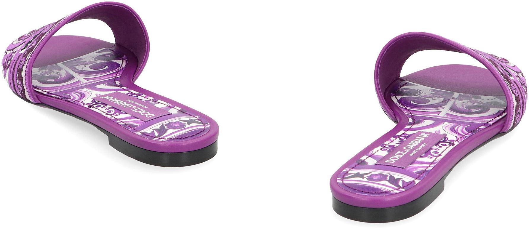 Dolce & Gabbana Leather And Fabric Slides