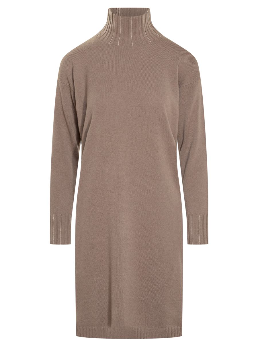 Fabiana Filippi Fabiana Filippi Taupe Knitted Turtleneck Dress