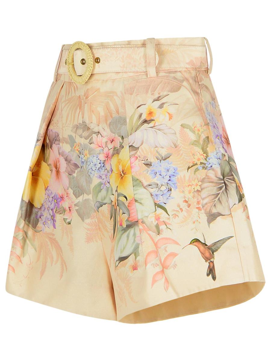 Zimmermann 'Illuminate' Ivory Silk Blend Shorts