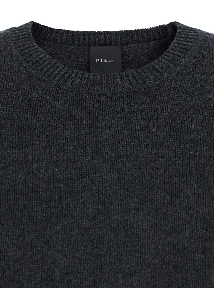Dark Grey Oversized Crewneck Sweater In Cashmere Woman