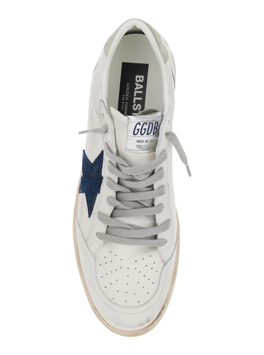 'Ballstar' White Low Top Sneakers With Star Patch On The Side And Maxi Lettering On The Rear In Leather Man