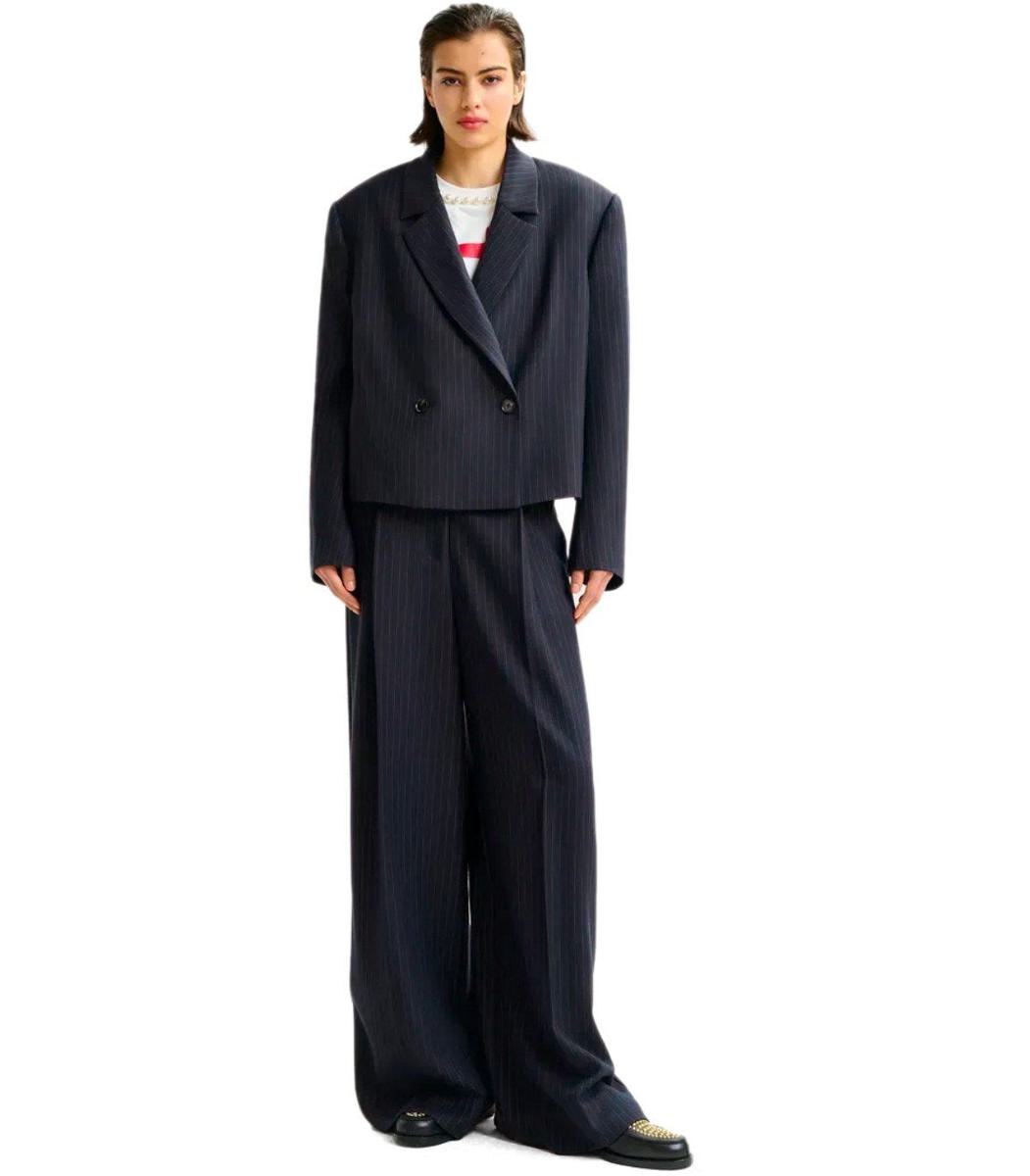 Essentiel Antwerp Itzle Navy Blue Cropped Blazer