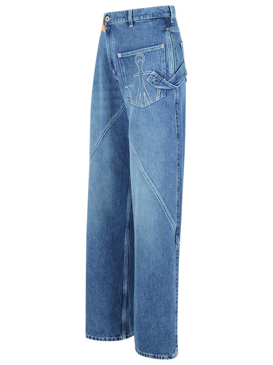 JW Anderson 'Workwear' Cotton Pants With Light Blue Twisted Leg