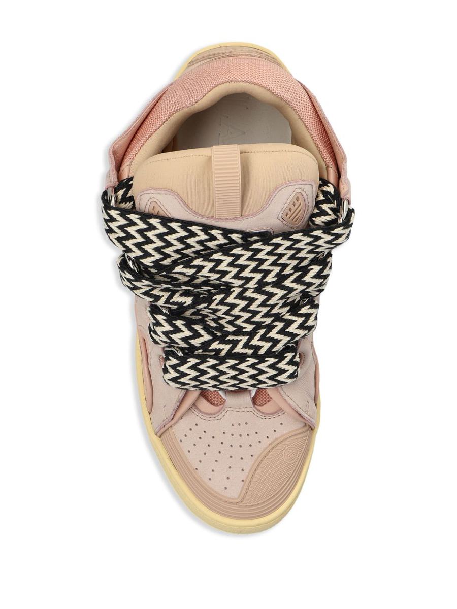 Lanvin Calf Leather Sneakers In Grey With Multicolor Laces