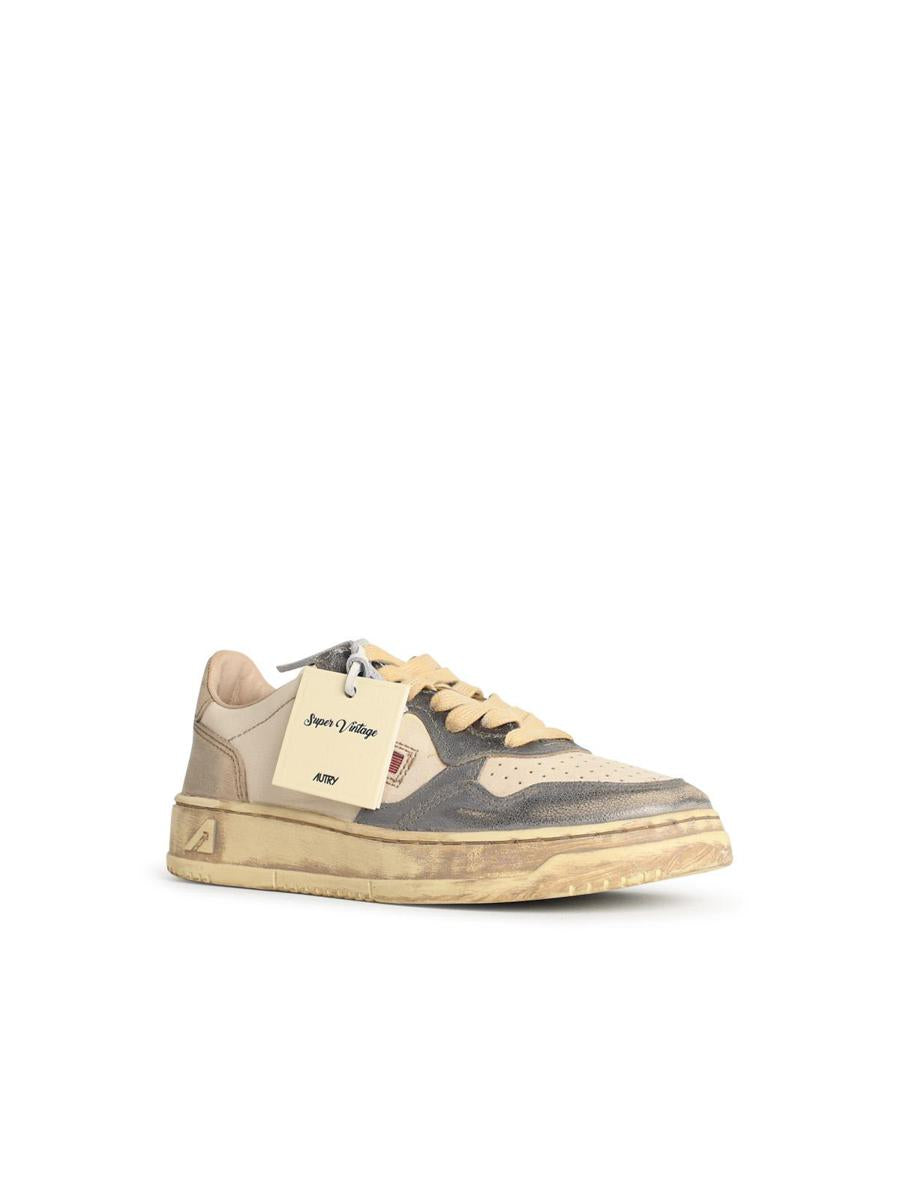 Autry 'Super Vintage' Silver And Platinum Leather Sneakers