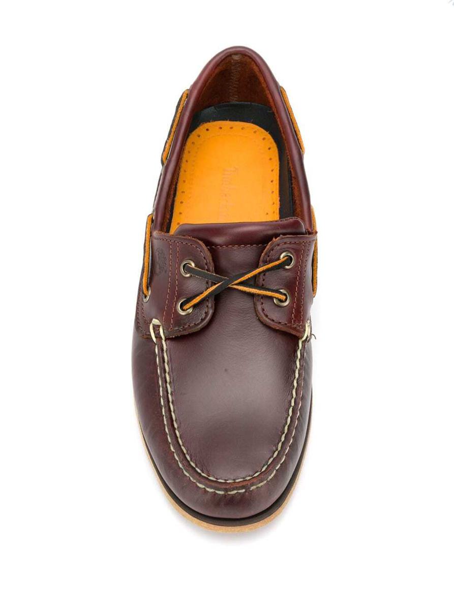 Classic Boat Loafers In Brown Leather Man