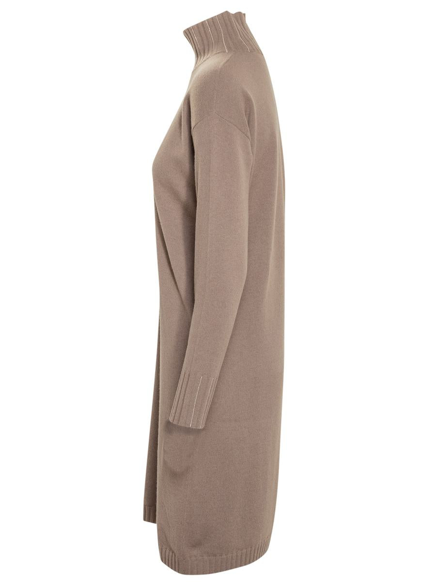 Fabiana Filippi Fabiana Filippi Taupe Knitted Turtleneck Dress