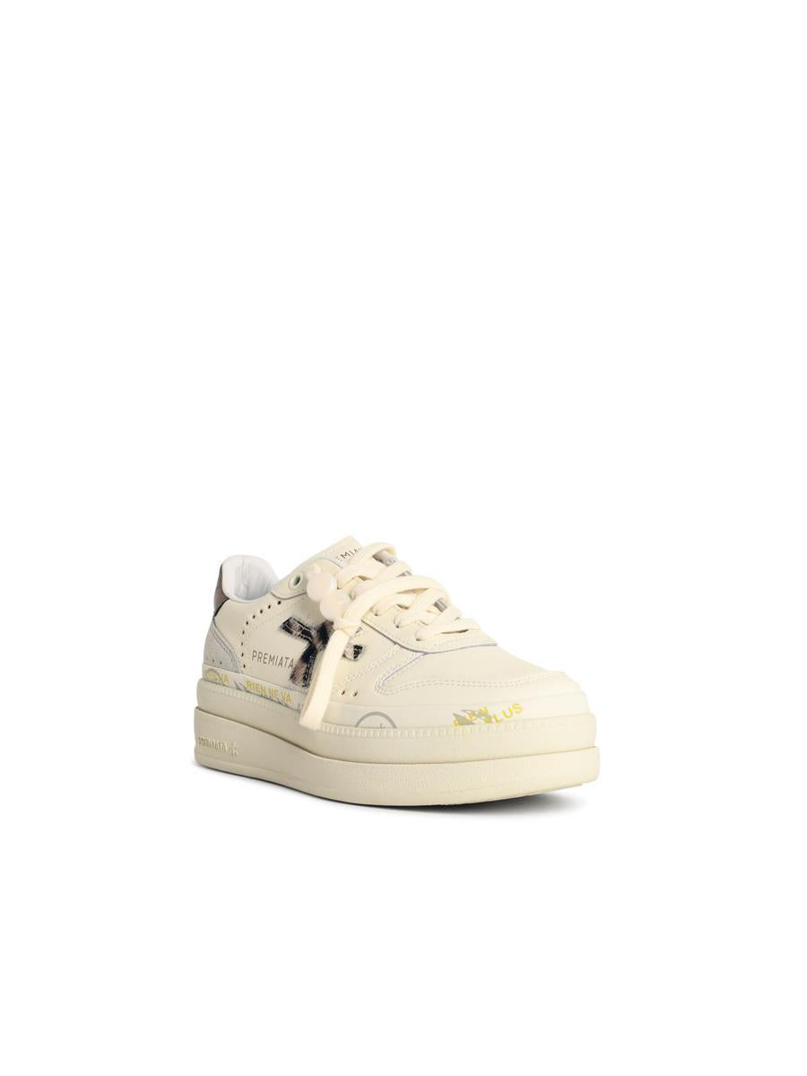 Premiata 'Micol' Ivory Leather Blend Sneakers