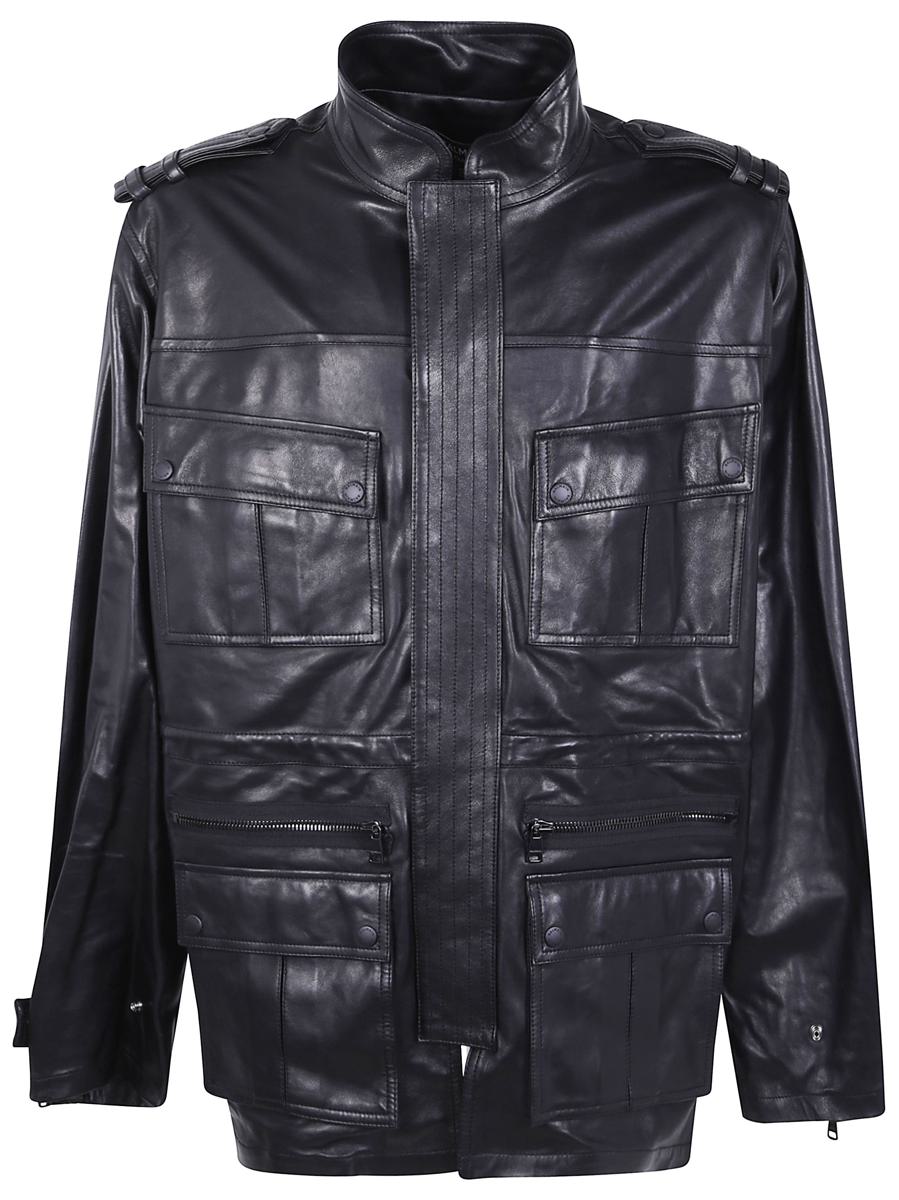 Balmain Lambskin Leather Mid Length Parka Clothing