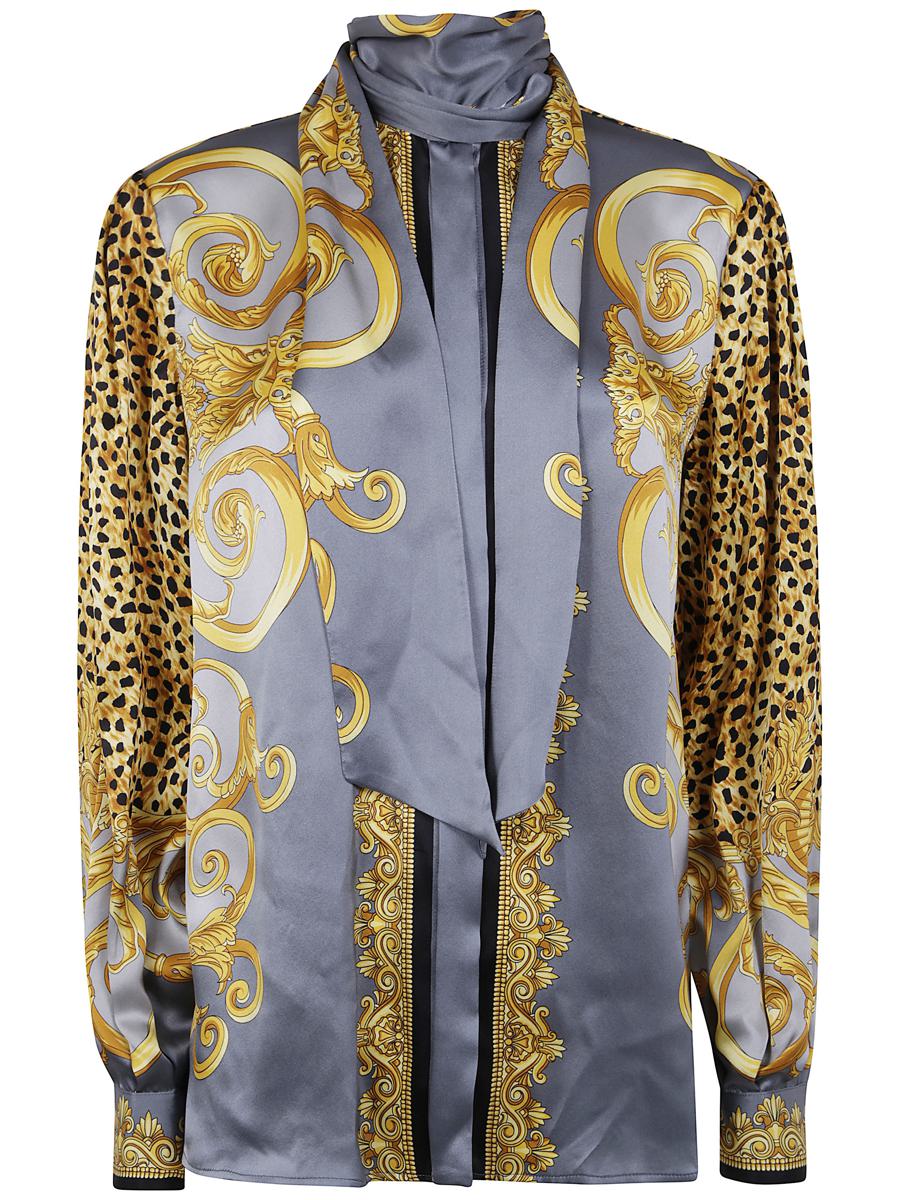 Versace Informal Shirt Cheetah Foulard On Silk Crepe Satin Lw Clothing