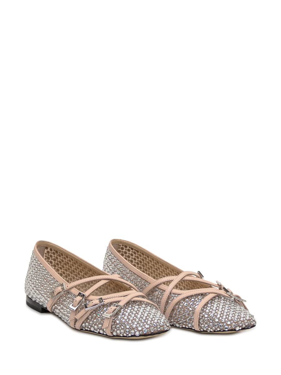 Mach & Mach Mesh Ballet Flats With Crystals