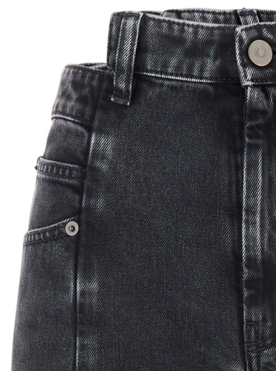 Black Jeans With Wide Leg And Four-Stitch Moniker Logo In Denim Woman