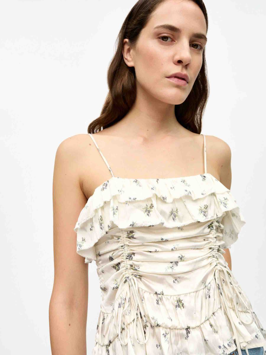 Ganni Printed Satin Top