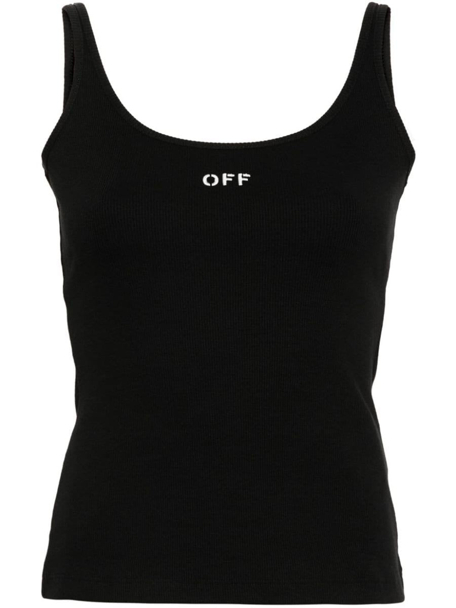 Off-White Off Stamp Rib Tank Top Black White