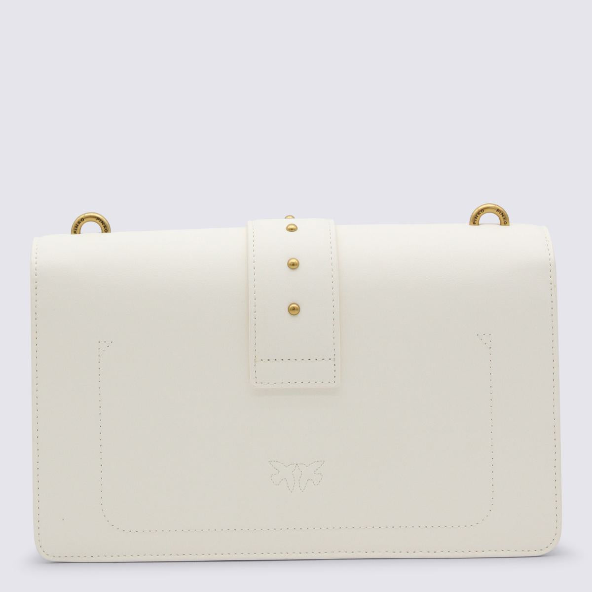Pinko White Leather Love Crossbody Bag