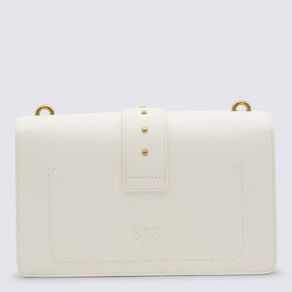 Pinko White Leather Love Crossbody Bag