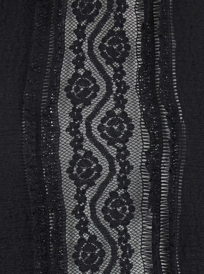 'Asteria' Black Top With Embroidery Details And Semi-Transparent Design In Cotton And Tech Fabric Blend Woman