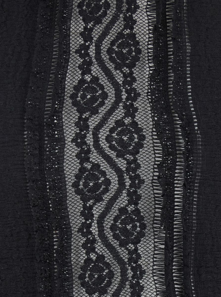 'Asteria' Black Top With Embroidery Details And Semi-Transparent Design In Cotton And Tech Fabric Blend Woman