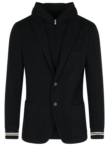 Eleventy Blazer In Black Cashmere Blend