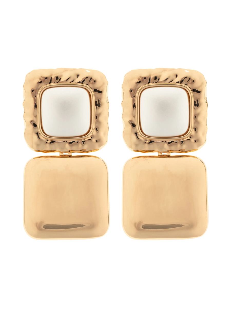 Self-Portrait Mottled Gold Pearl Tiered Earrings Accessories