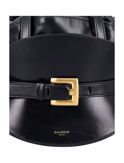 Balmain Shuffle Mini Leather Bag Black