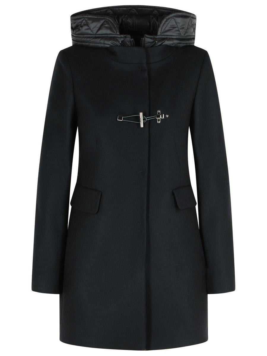 Fay Black Wool Blend Coat