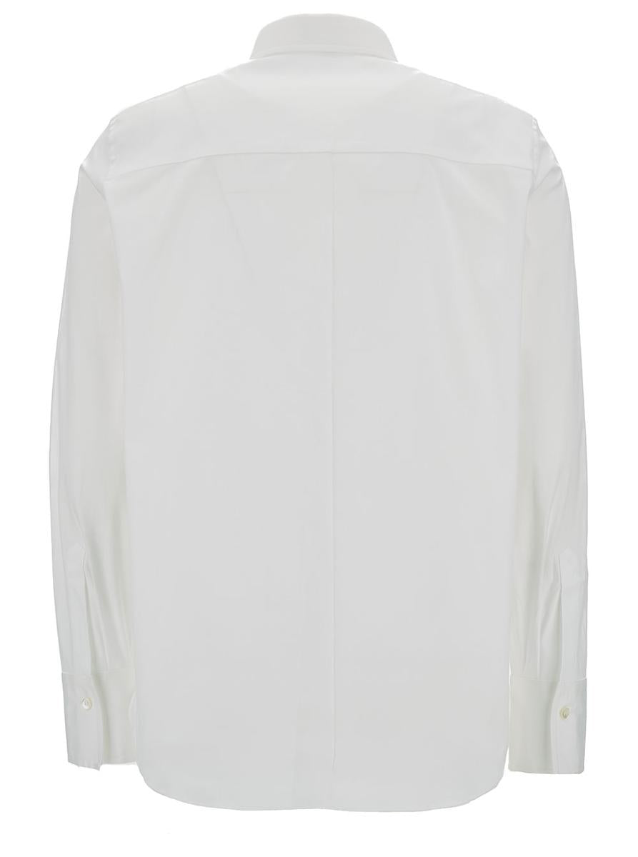 White Shirt With Monile Detail In Cotton Blend Woman