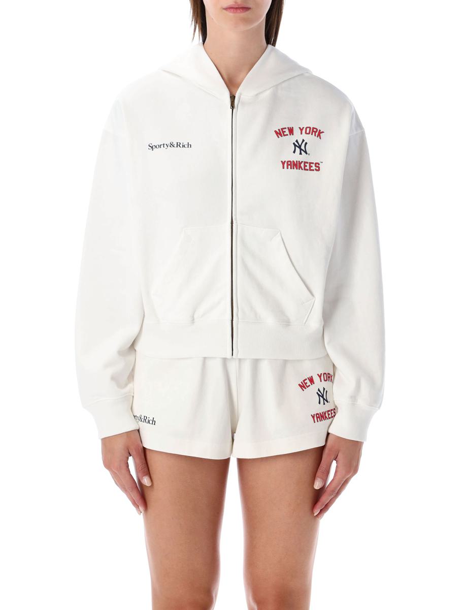 Sporty & Rich Homerun Cropped Zip Hoodie