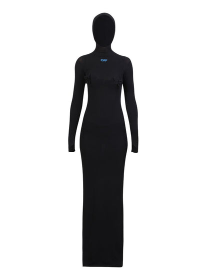 Off-White High-Neck Long Dress