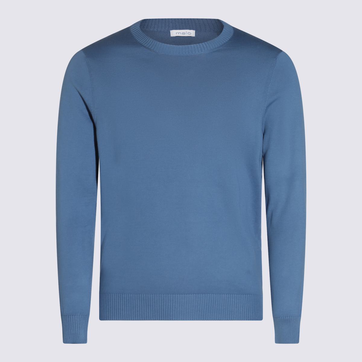 Malo Light Blue Cotton Knitwear