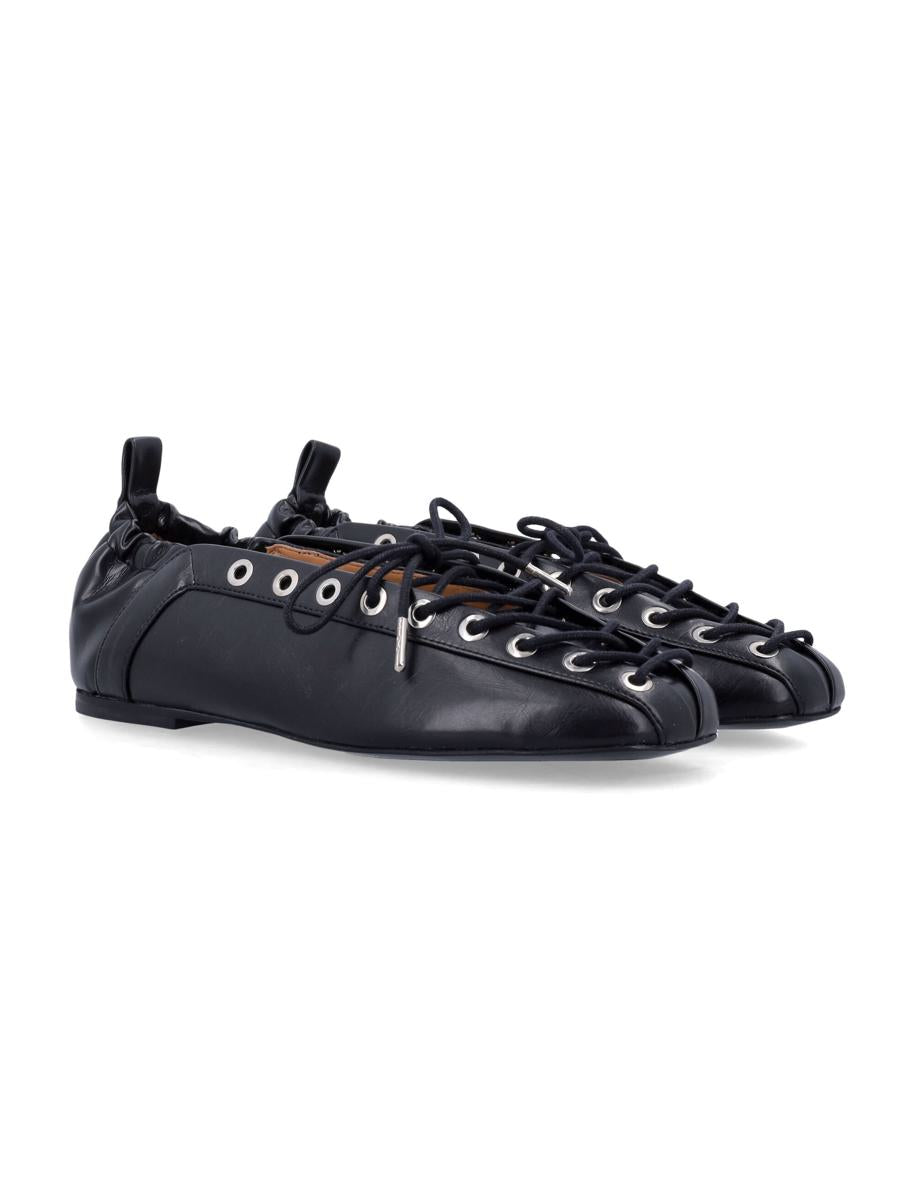 Ganni Oleatex Lace-Up Ballerinas