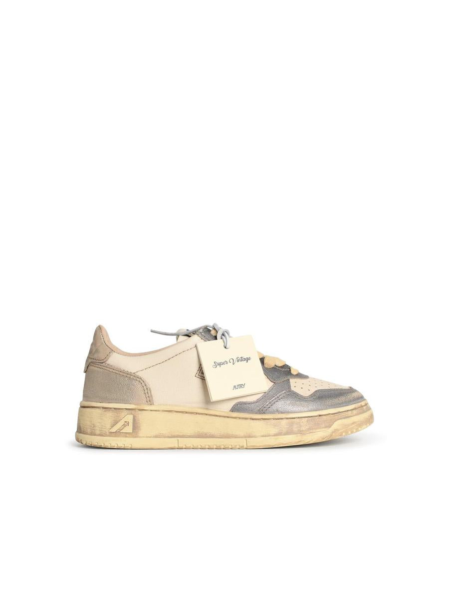 Autry 'Super Vintage' Silver And Platinum Leather Sneakers