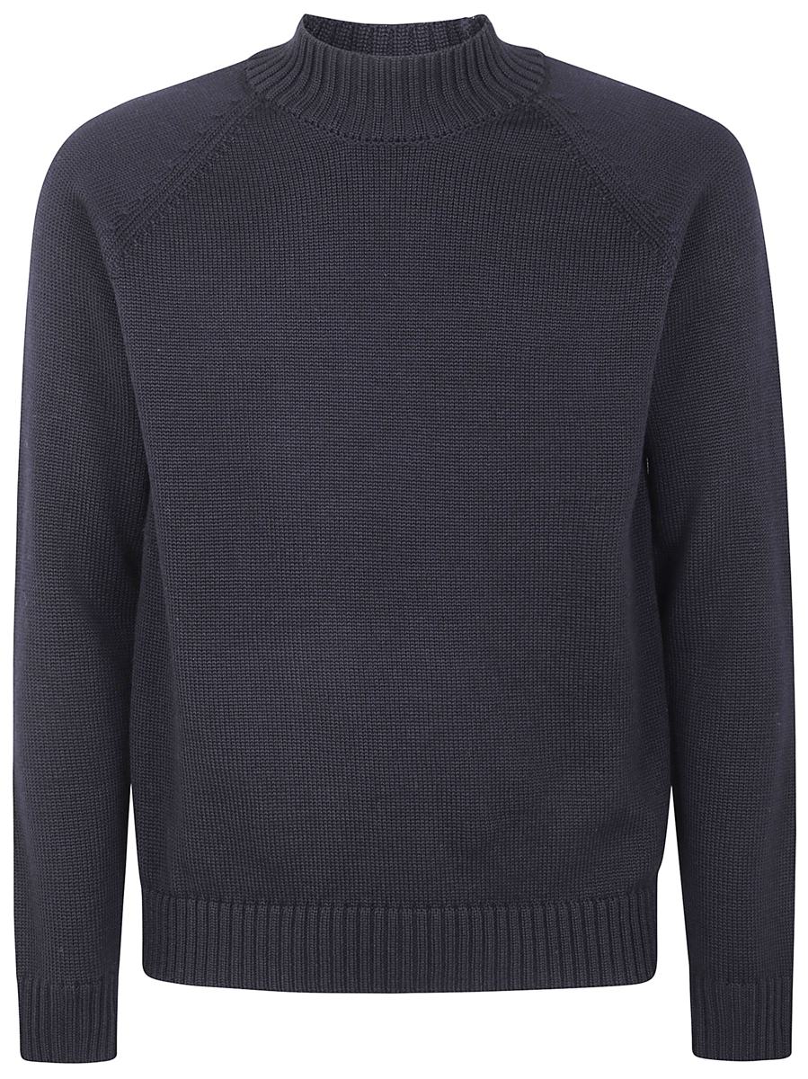 Zanone Stockinette Stitch Slim Fit Raglan Sleeved Mock Neck Sweater Clothing
