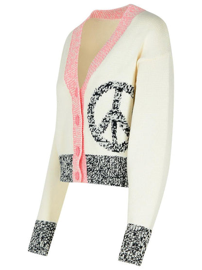 Moschino Jeans White Cotton Blend Cardigan