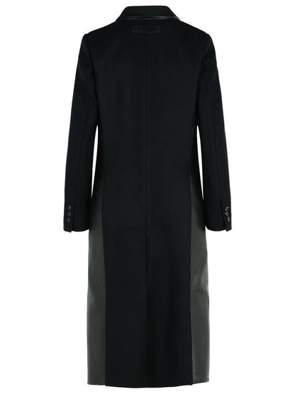 Marni Black Leather And Virgin Wool Coat