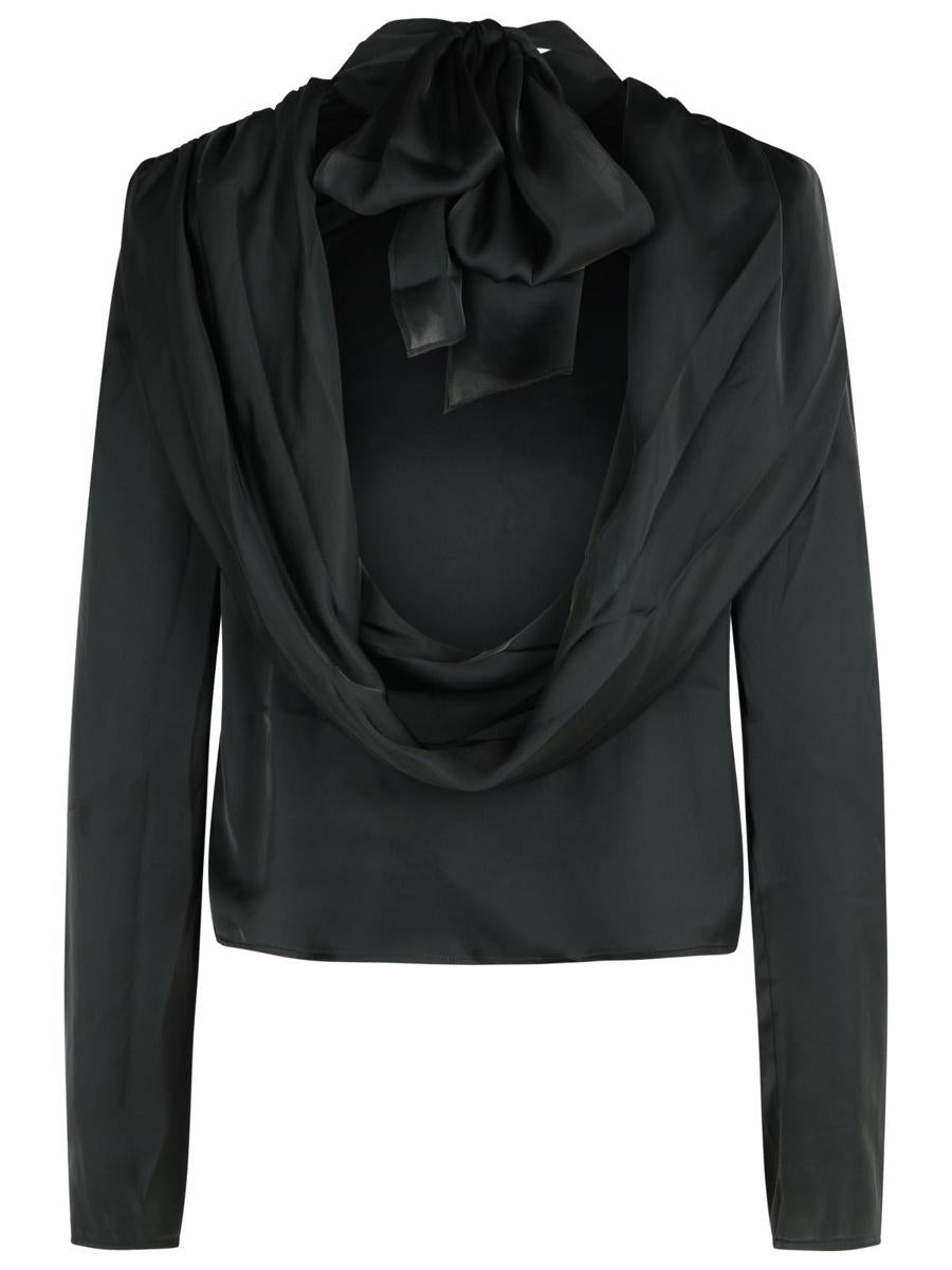 Rotate Birger Christensen Draped Top In Black Polyester