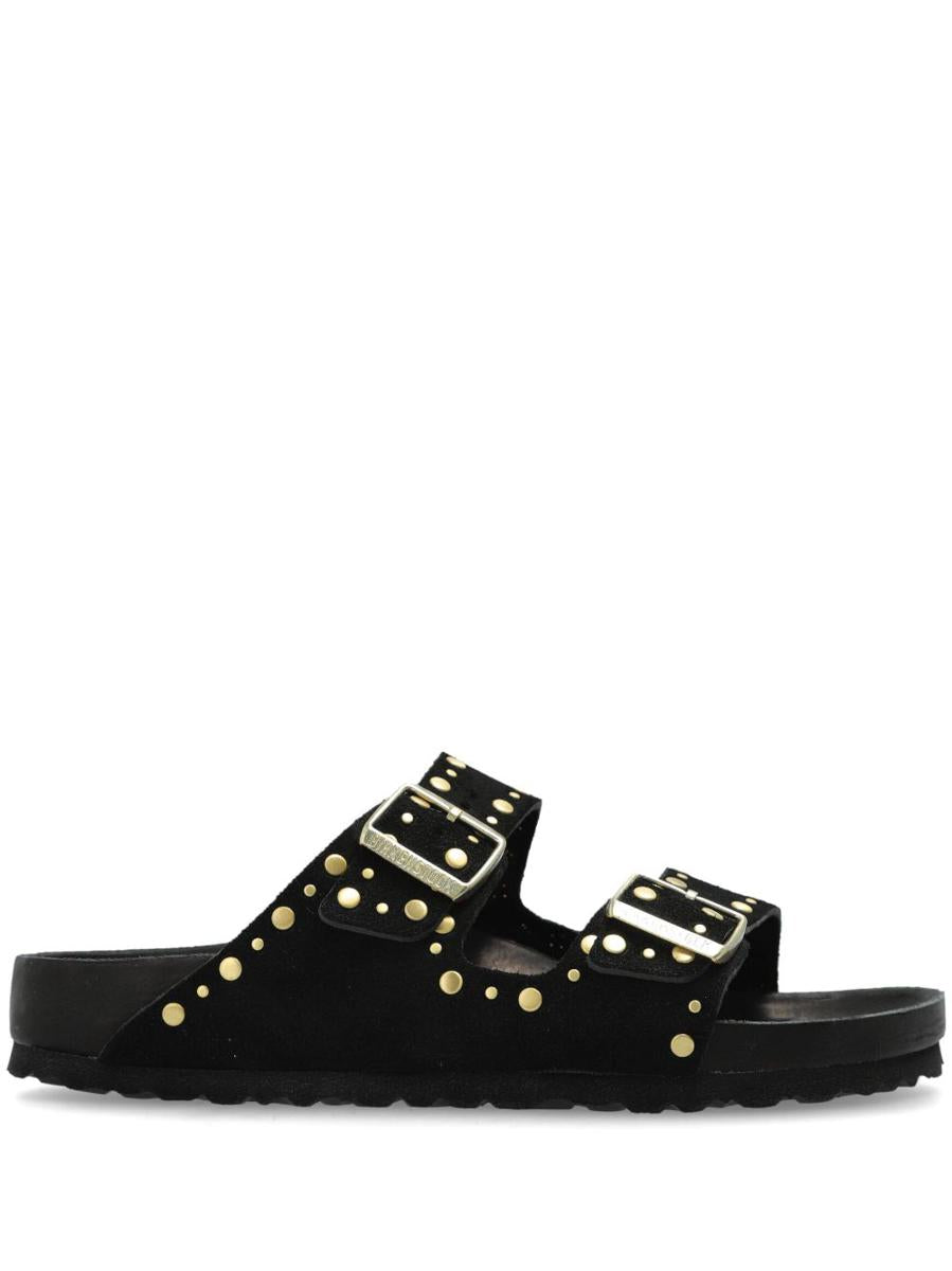Birkenstock 'Florida' Black Leather Slippers