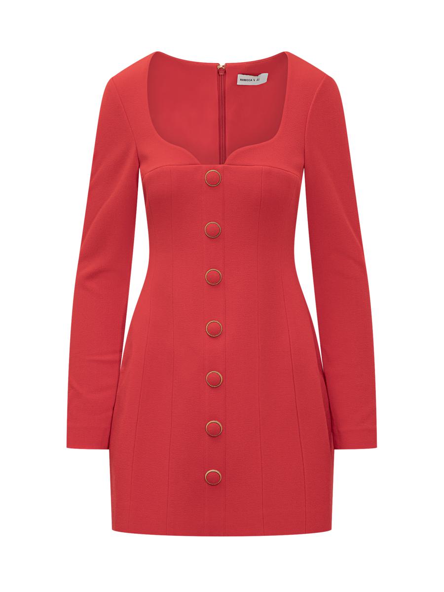 Rebecca Vallance Red Buttoned Short Dress Rebecca Vallance