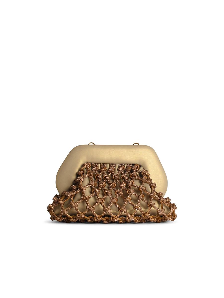 Themoirè 'Tia Knot Strass' Gold Vegan Leather Bag